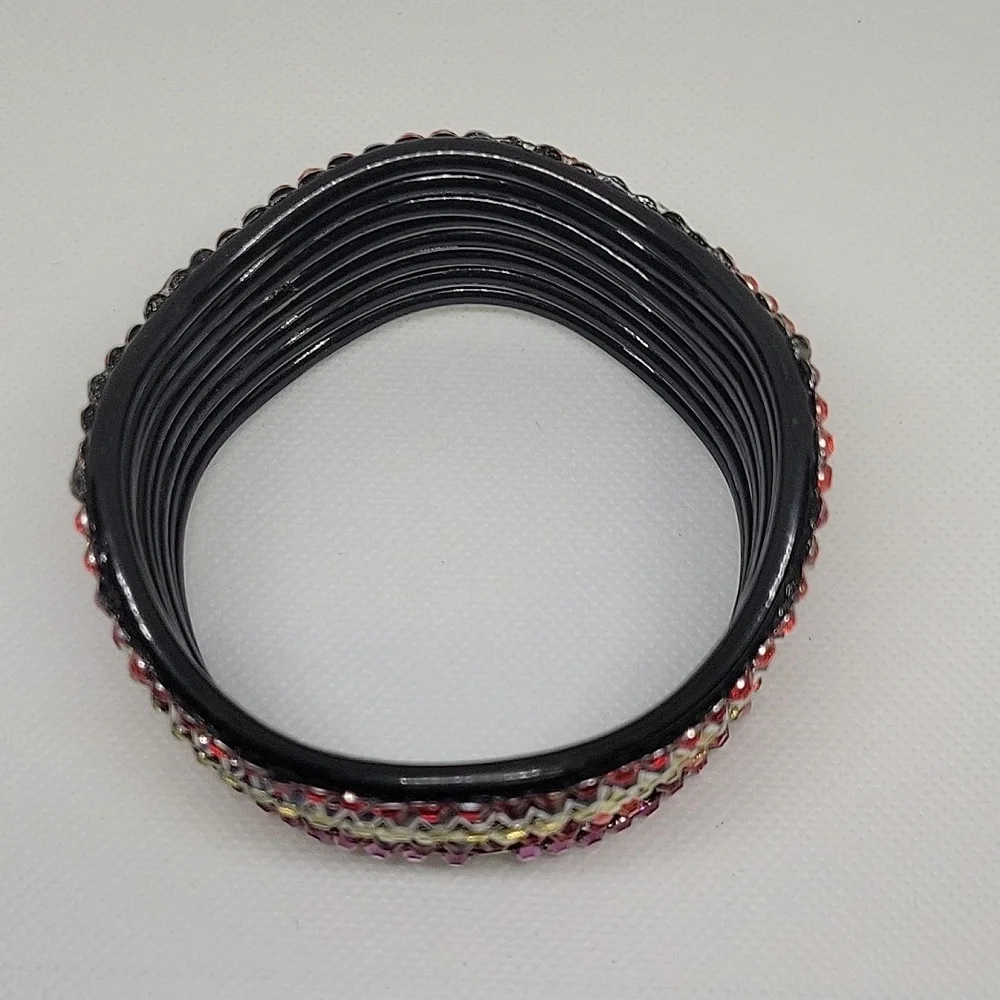 Rhinestone Colored Plastic Set of 8 Bracelets